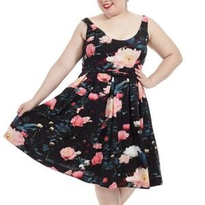 City Chic Delight Floral A Line Sweetheart Necklace Dress Black Floral 16